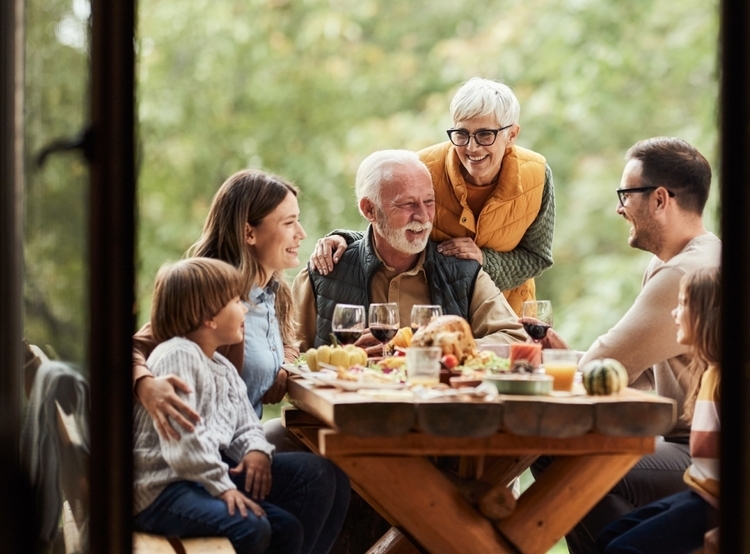 Family gathered around table